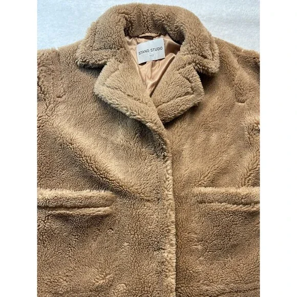 Stand Studio Coat Womens EU36 The Marina Faux Shearling Teddy Jacket Cozy Chunky